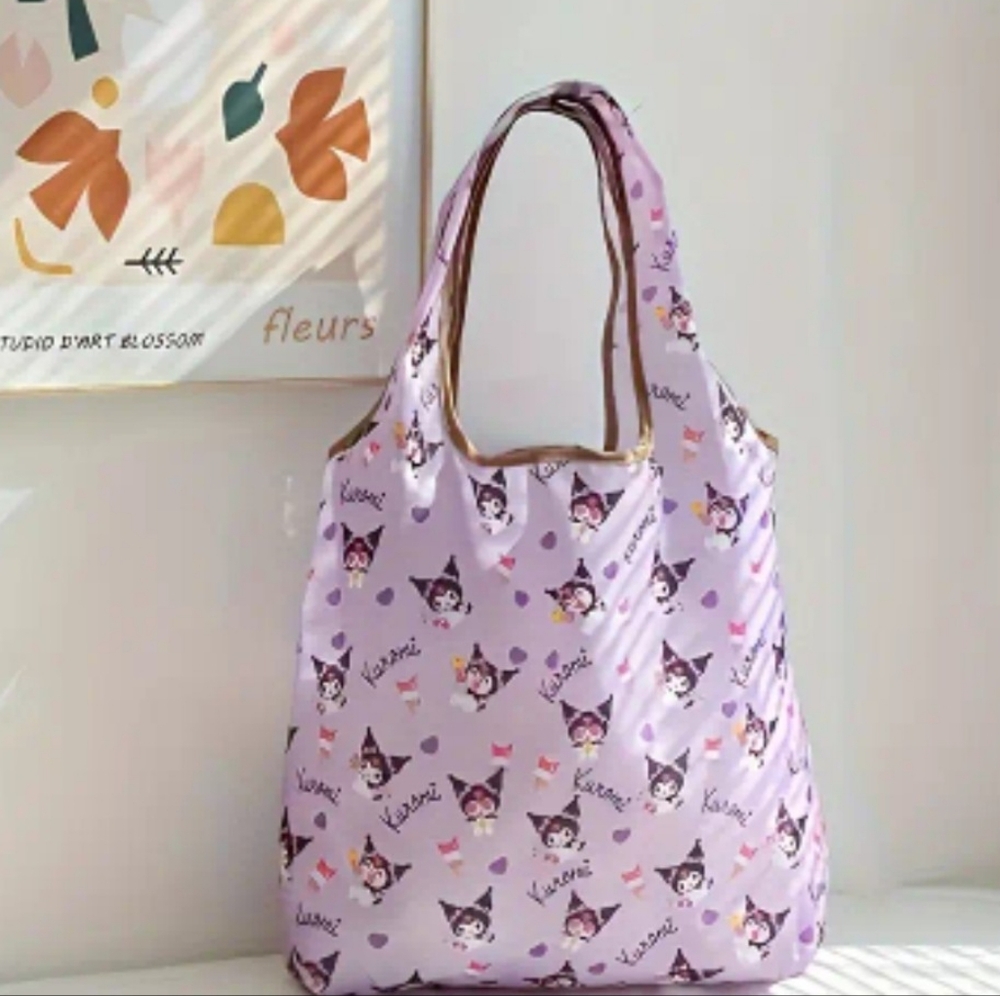 Sanrio Kuromi Lavender Foldable Shopper Tote with storage pouch New in Package - Picture 5 of 5